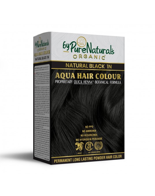 QuikHenna Aqua Powder Hair Color Box Natural Black 1N