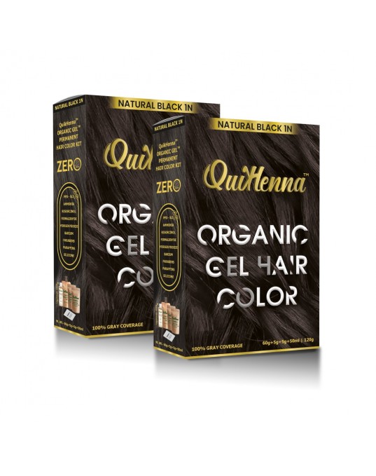 QuikHenna Organic Gel Hair Color 1N Natural Black Pack of 2