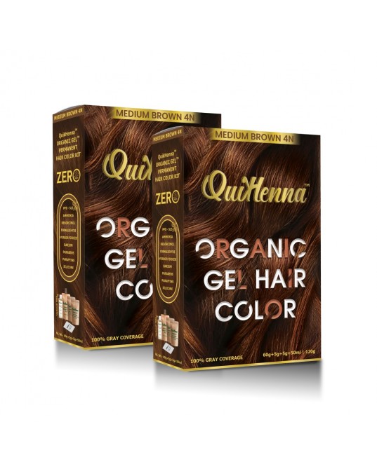 QuikHenna Organic Gel Hair Color 4N Medium Brown Pack of 2