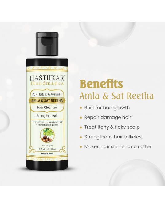 Hasthkar Hamdmades Amla Sat Reetha Hair Cleanser Shampoo for Men & Women 210ml