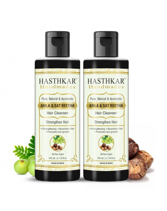 Hasthkar Hamdmades Amla Sat Reetha Hair Cleanser Shampoo for Men & Women 210ml Pack of 2