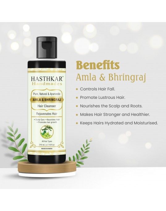 Hasthkar Hamdmades Amla & Bhringraj Hair Cleanser Shampoo for Men & Women 210ml Pack of 2