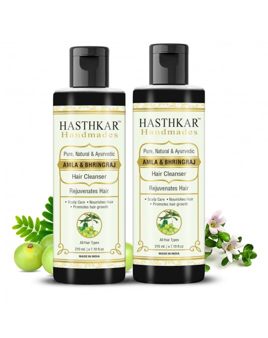 Hasthkar Hamdmades Amla & Bhringraj Hair Cleanser Shampoo for Men & Women 210ml Pack of 2