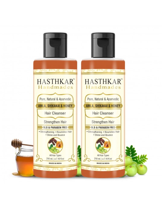 Hasthkar Handmades SLS Paraben Free Amla Honey & Shikakai Shampoo for Men & Women 210ml Pack of 2