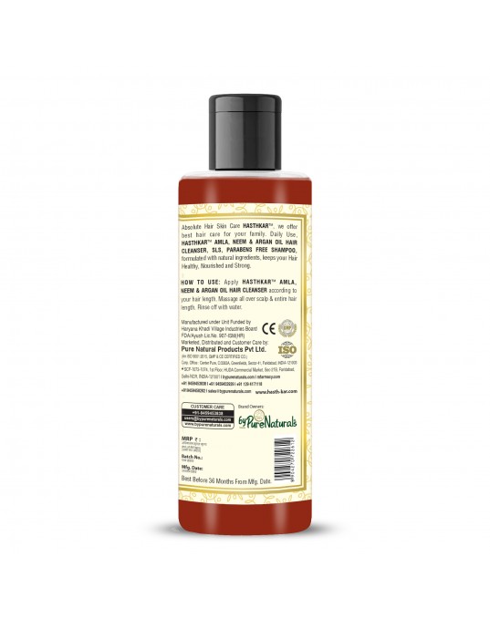 Hasthkar Handmades SLS Paraben Free Amla Neem & Argan Oil Hair Shampoo for Men & Women 210ml 