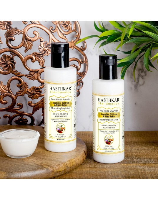 Hasthkar Handmades Jasmine Saffron & Shea Butter Mesmerizing Body Lotion for Men & Women 210ml