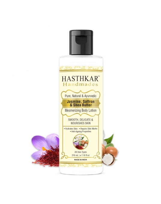 Hasthkar Handmades Jasmine Saffron & Shea Butter Mesmerizing Body Lotion for Men & Women 210ml