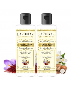 Hasthkar Handmades Jasmine Saffron & Shea Butter Mesmerizing Body Lotion for Men & Women 210ml Pack of 2