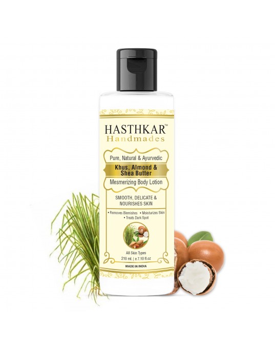 Hasthkar Handmades Khus Almond & Shea Butter Mesmerizing Body Lotion for Men & Women 210ml 