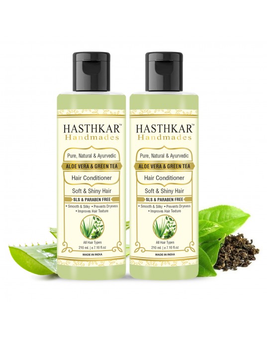 Hasthkar Hamdmades Aloe Vera & Green Tea Hair Conditioner for Men & Women 210ml Pack of 2