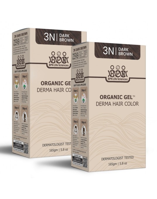 QuikHennaOrganic Gel Derma Long Hair Color 3N Dark Brown Pack of 2