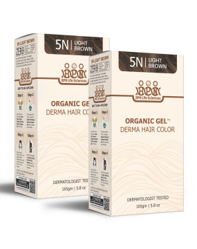 QuikHenna Organic Gel Derma Long Hair Color 5N Light Brown Pack of 2