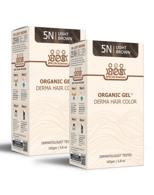 QuikHenna Organic Gel Derma Long Hair Color 5N Light Brown Pack of 2