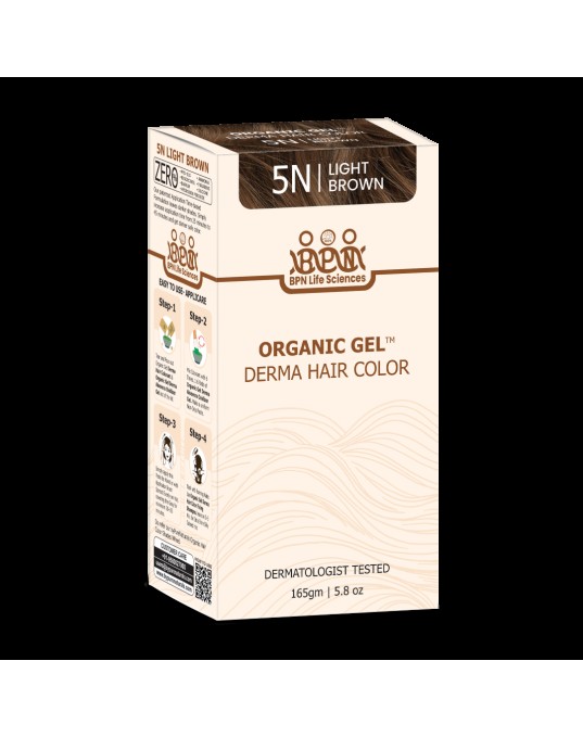 QuikHenna Organic Gel Derma Long Hair Color 5N Light Brown Pack of 2