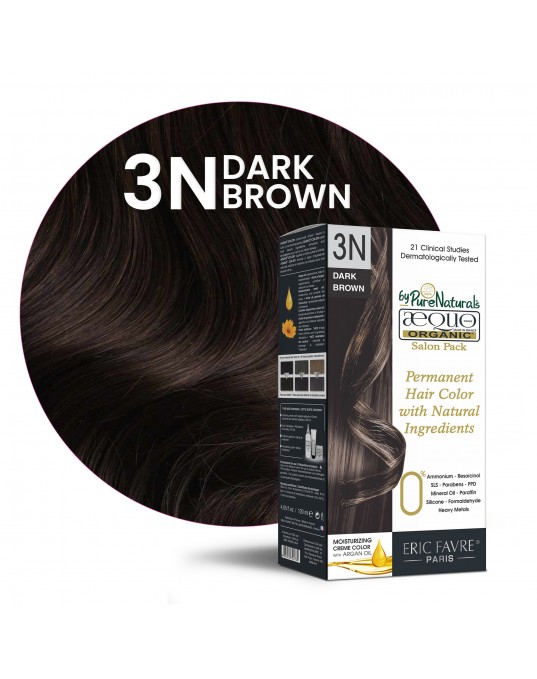 3N Onyx Dark Brown Organic Hair Color Salon Pack Ecocert Certified French Import Kit- 120 ml- AEQUO ORGANIC