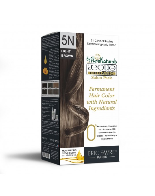 5N Truffle Light Brown Organic Hair Color Salon Pack Ecocert Certified French Import Kit- 120 ml- AEQUO ORGANIC Pack of 2