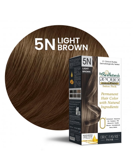 5N Truffle Light Brown Organic Hair Color Salon Pack Ecocert Certified French Import Kit- 120 ml- AEQUO ORGANIC Pack of 2