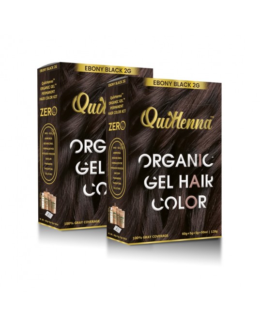 QuikHenna Organic Gel Hair Color 2G Ebony Black Pack of 2