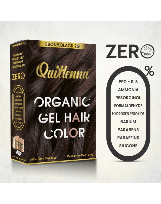 QuikHenna Organic Gel Hair Color 2G Ebony Black Pack of 2