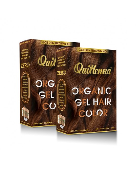 QuikHenna Organic Gel Hair Color 4G Golden Brown Pack of 2