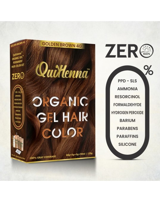 QuikHenna Organic Gel Hair Color 4G Golden Brown Pack of 2