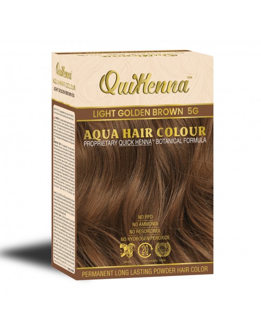 QuikHenna Aqua Powder Hair Color Box Light Golden Brown 5G